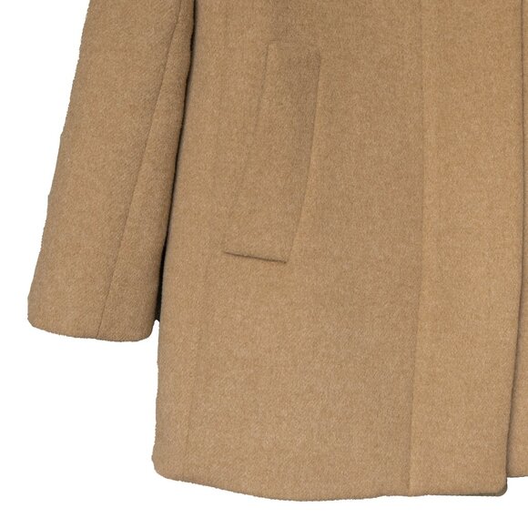 J. Crew City Coat High Neck Tan Beige Wool Minimal Quite Luxury Cocoon Jacket - Picture 7 of 14